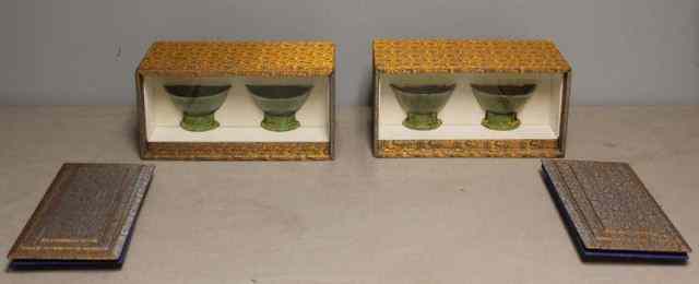 Appraisal: Asian Jade Bowls in Cases bowls on stands and in