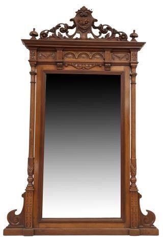 Appraisal: French Henri II style carved walnut overmantel mirror th c