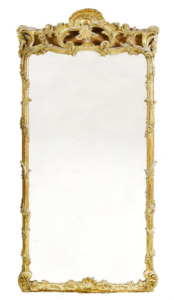 Appraisal: LARGE MIRROR Louis XV th c Carved and gilt wood