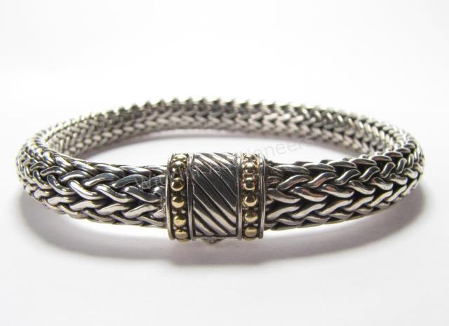 Appraisal: Samuel Behnam sterling silver wheat woven chain bracelet with clip