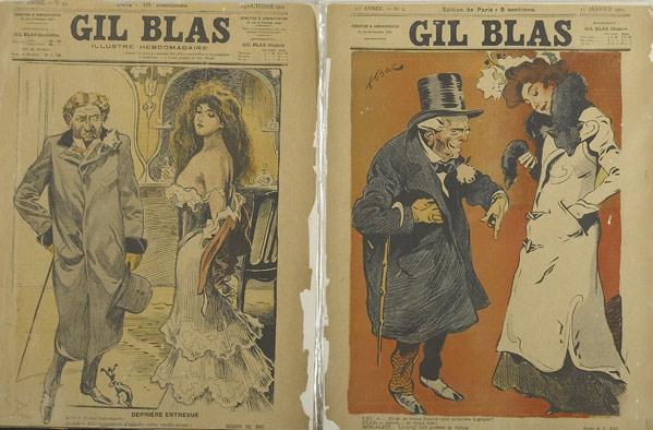 Appraisal: FERDINAND BAC Austrian - two zincograph cover illustrations for Gil