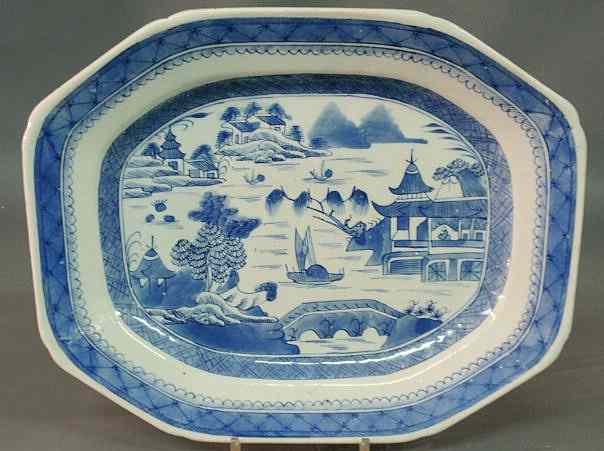 Appraisal: Rectangular blue and white Canton platter c x