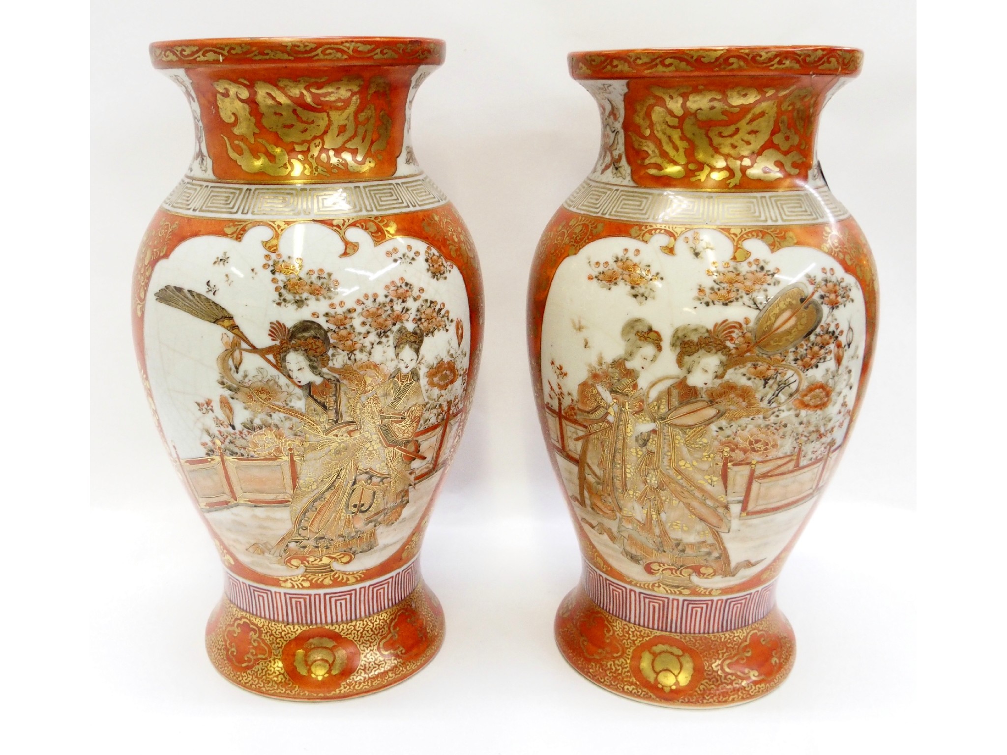 Appraisal: Pair of Japanese porcelain vases def