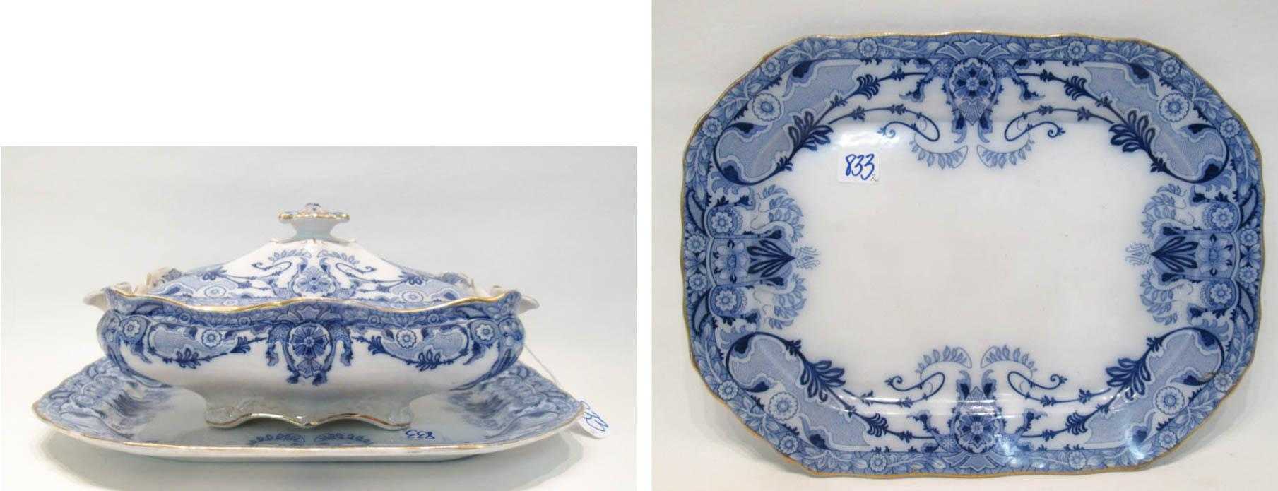 Appraisal: TWO BURGESS LEIGH FLOW BLUE TABLEWARE ITEMS in the Raleigh