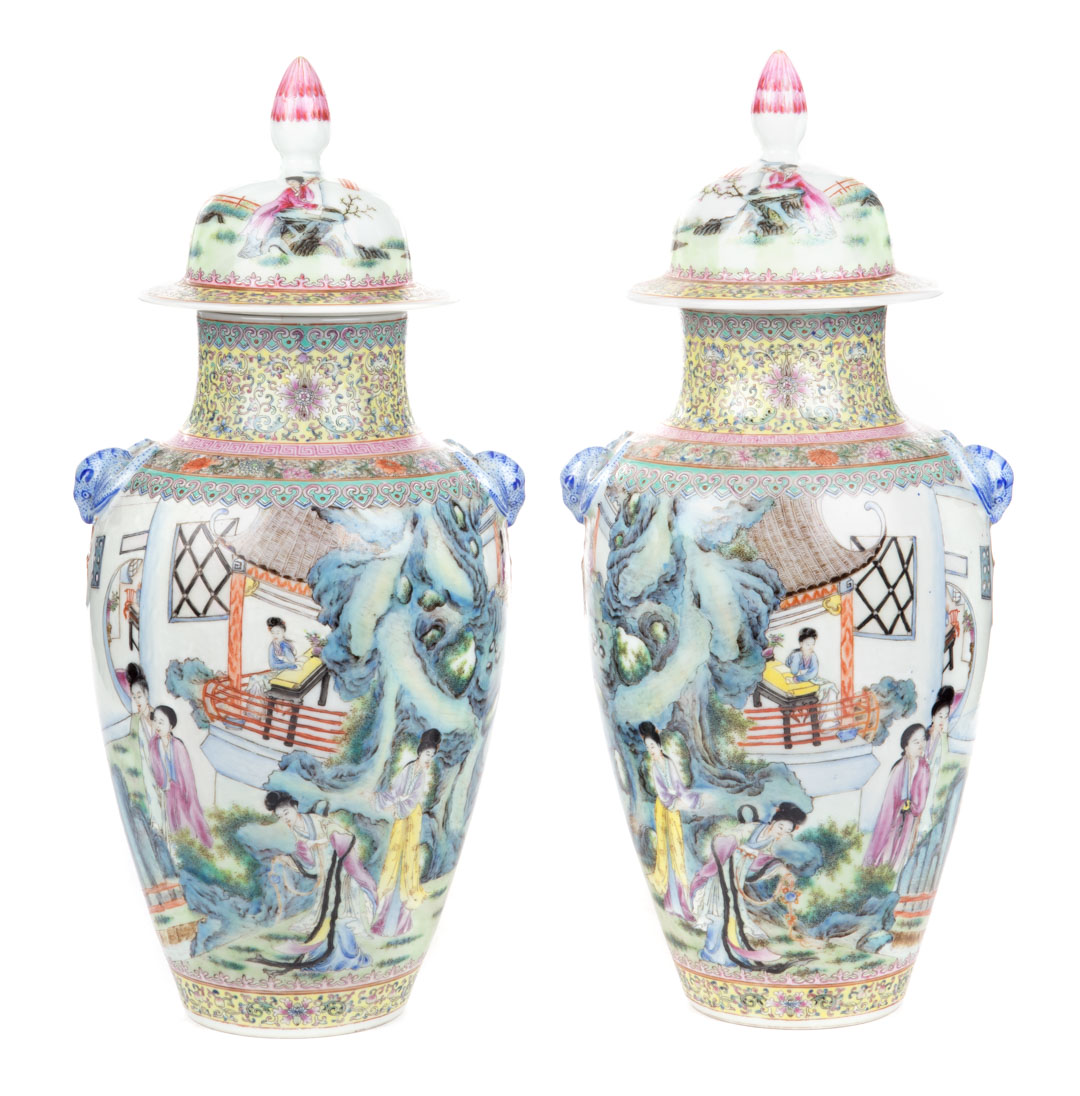 Appraisal: Matched pair of Chinese porcelain jars probably Republic Period fencai