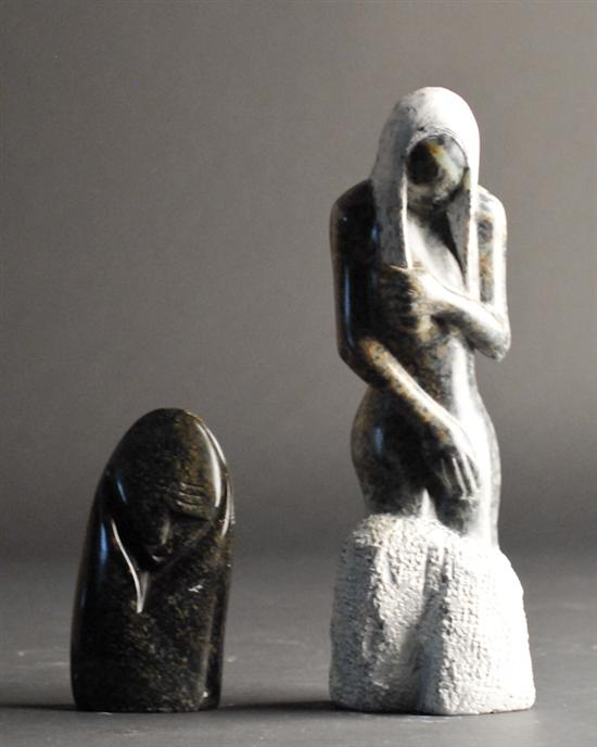 Appraisal: Two Carved Stone Figures one of a nude with long