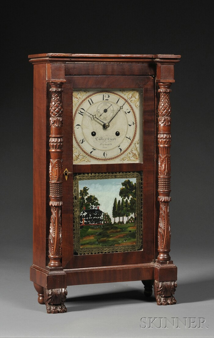 Appraisal: Curtis Clark Early Spring-Powered Shelf Clock Plymouth Connecticut c mahogany