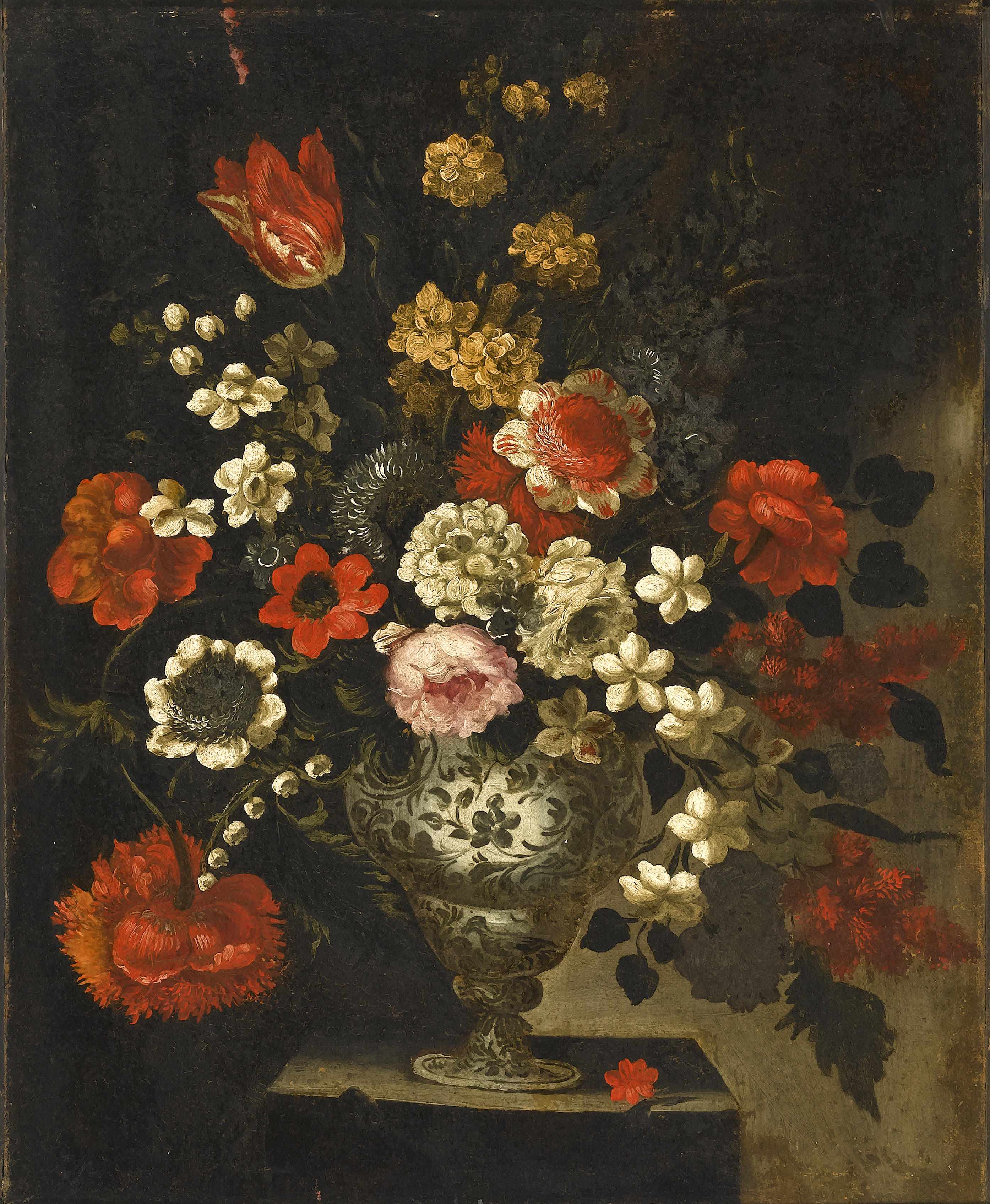 Appraisal: Continental School th th century A still life of flowers