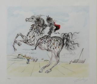 Appraisal: DALI Salvador Les Chevaux Color Etching Pencil signed lower right