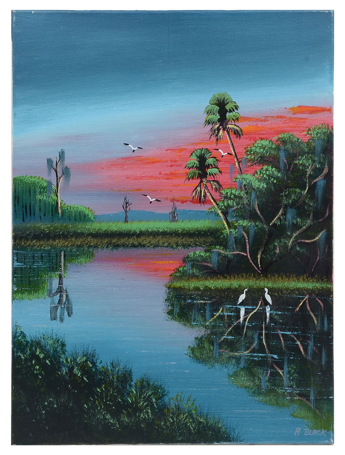 Appraisal: BLACK Al American b Pink Sky Sunset Florida Highwaymen Scene