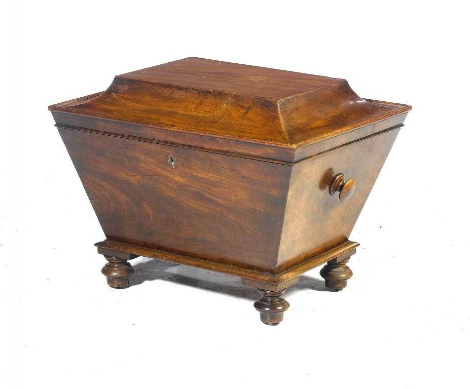 Appraisal: AN EARLY VICTORIAN MAHOGANY WINE COOLER of sarcophagus shape with