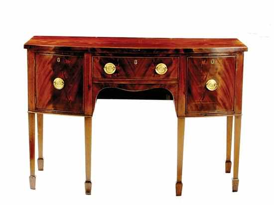 Appraisal: George III style mahogany bowfront sideboard late th century D-shaped