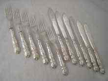 Appraisal: A set of six pairs of silver plated fish eaters