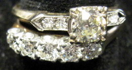 Appraisal: karat yellow gold and diamond engagment ring and wedding ring