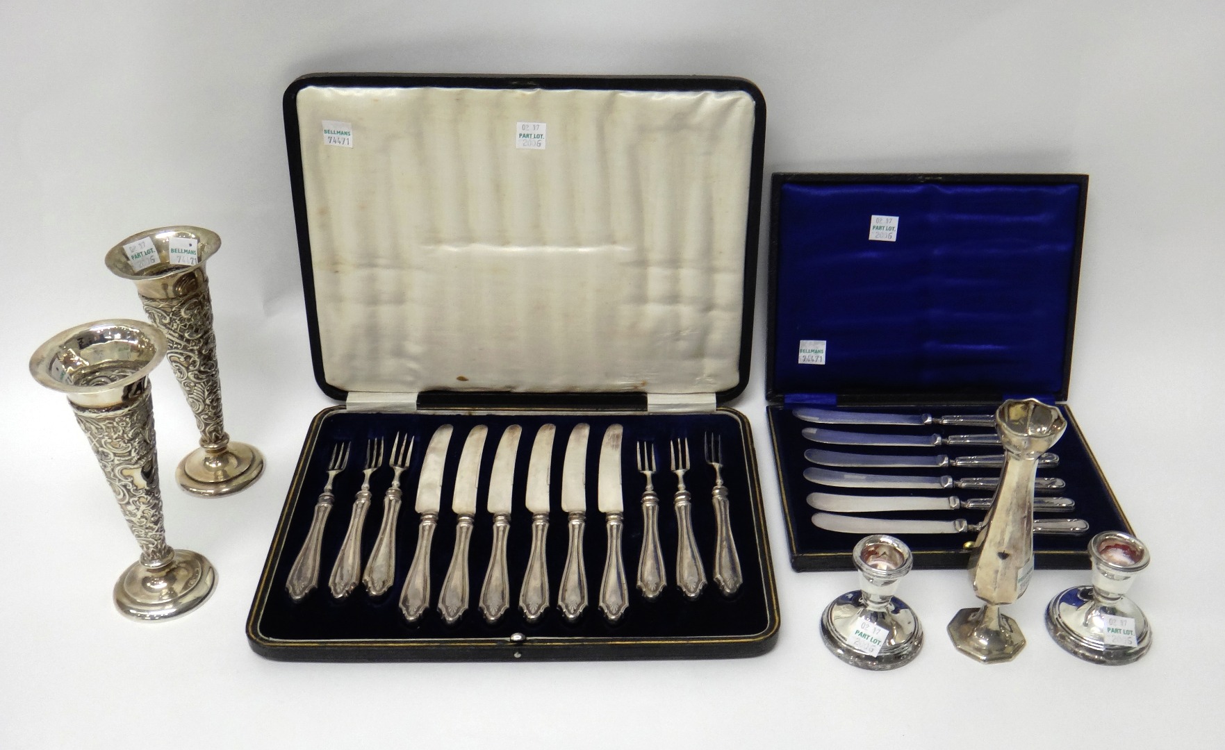 Appraisal: Silver and silver mounted wares comprising two similar trumpet shaped