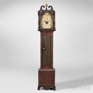 Appraisal: Grain-painted William Leavenworth Wood Movement Tall Clock with Alarm Albany