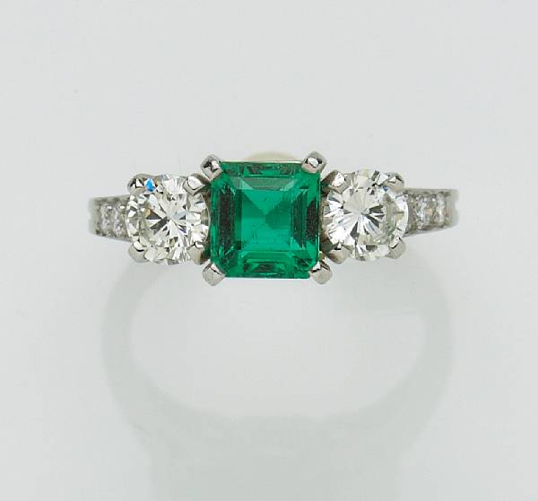 Appraisal: An emerald and diamond ring Tiffany amp Co signed Tiffany