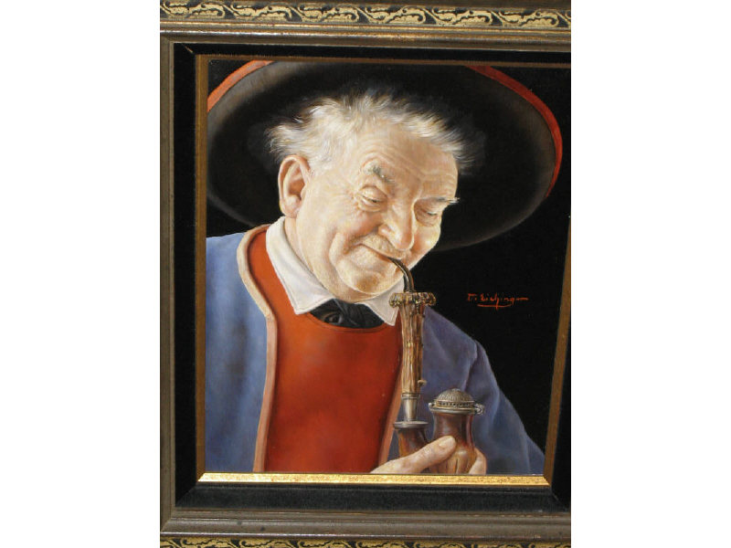 Appraisal: ULRICH EICHINGER AUSTRIAN Portrait of an elderly man smoking a