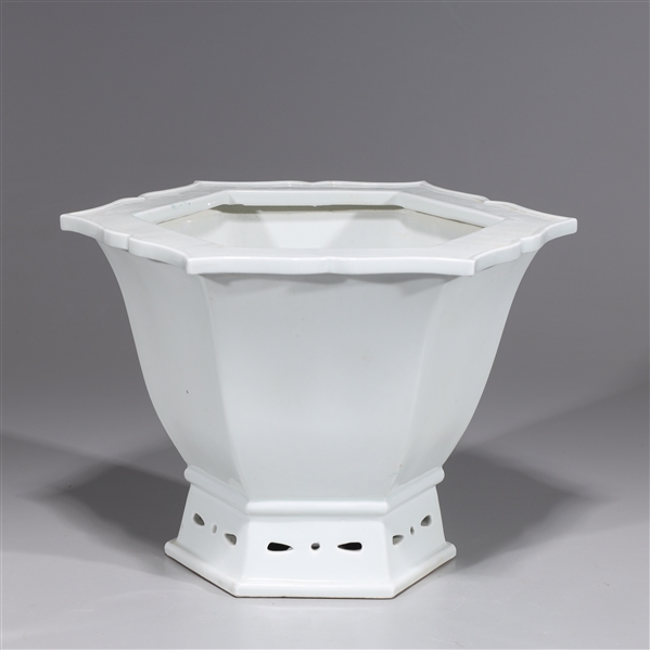 Appraisal: Chinese white porcelain hexagonal planter the base drilled with hole