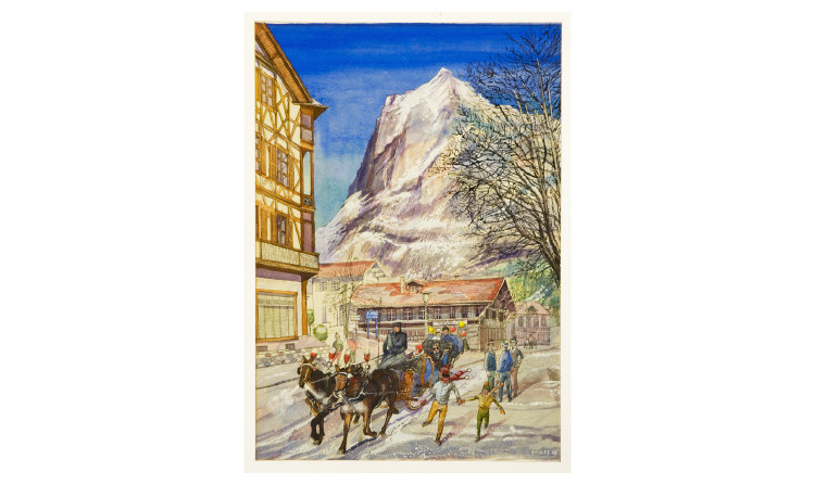 Appraisal: Watercolour Signed and Dated Tom Eccles Swiss Alpine Scene with