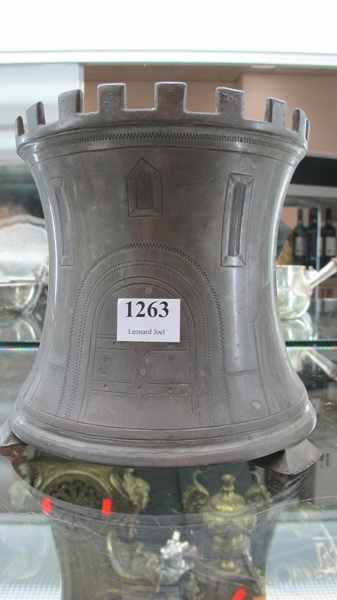 Appraisal: TH CENTURY PEWTER BISCUIT BARREL IN THE SHAPE OF A