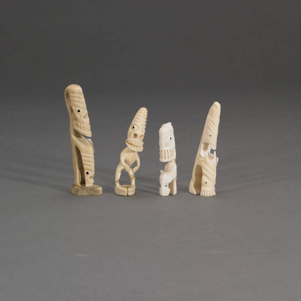 Appraisal: Unidentified FOUR TUPILAKS bone ivory one Tupilak has been broken