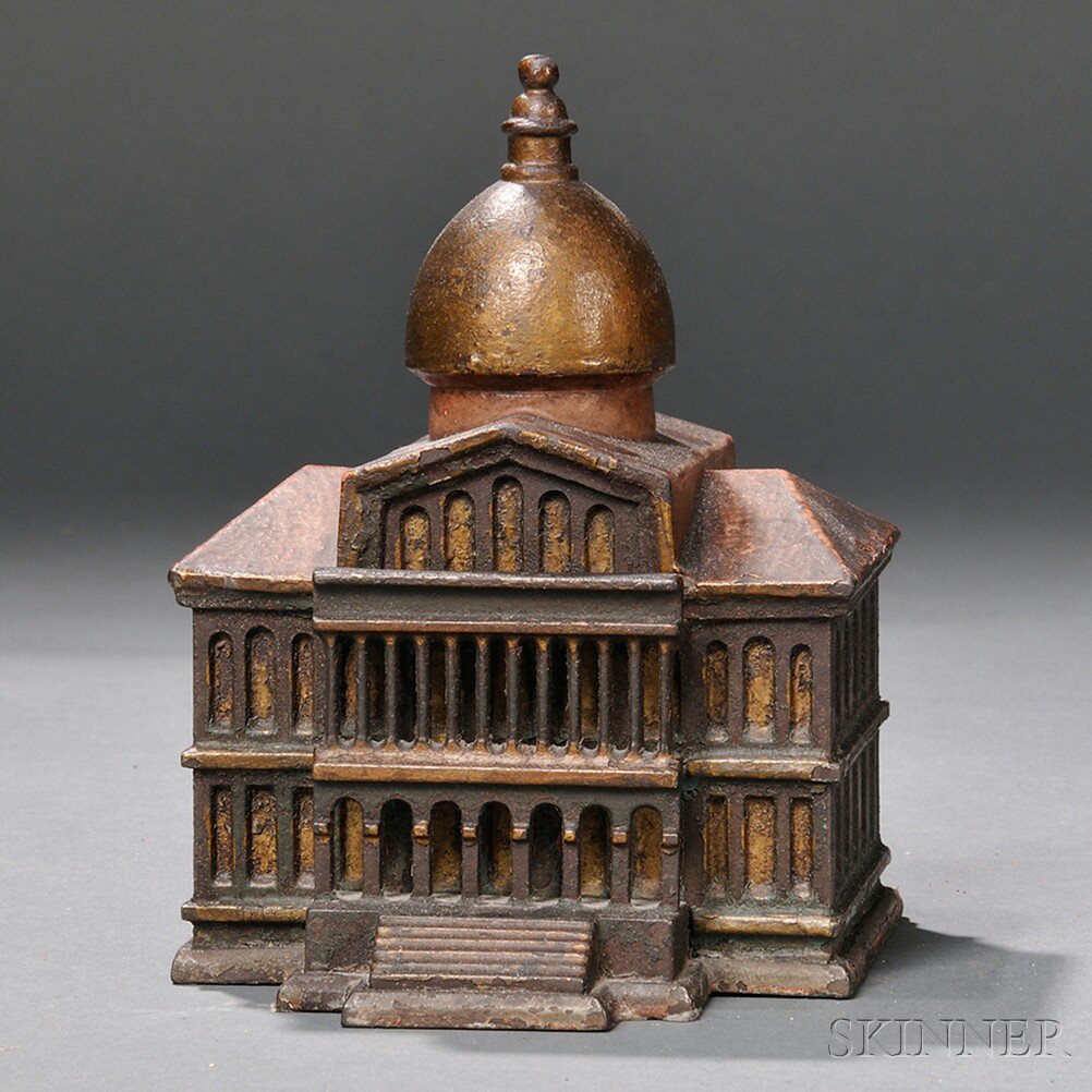 Appraisal: Painted Cast Iron Boston State House Still Bank Smith Egge