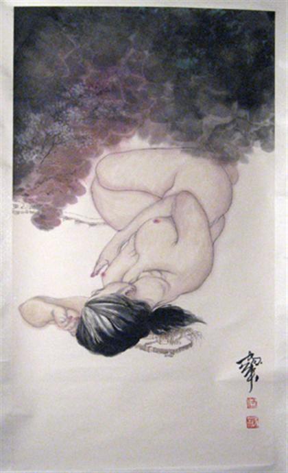 Appraisal: Chinese painting attributed to jiaying Hanging scroll color was and