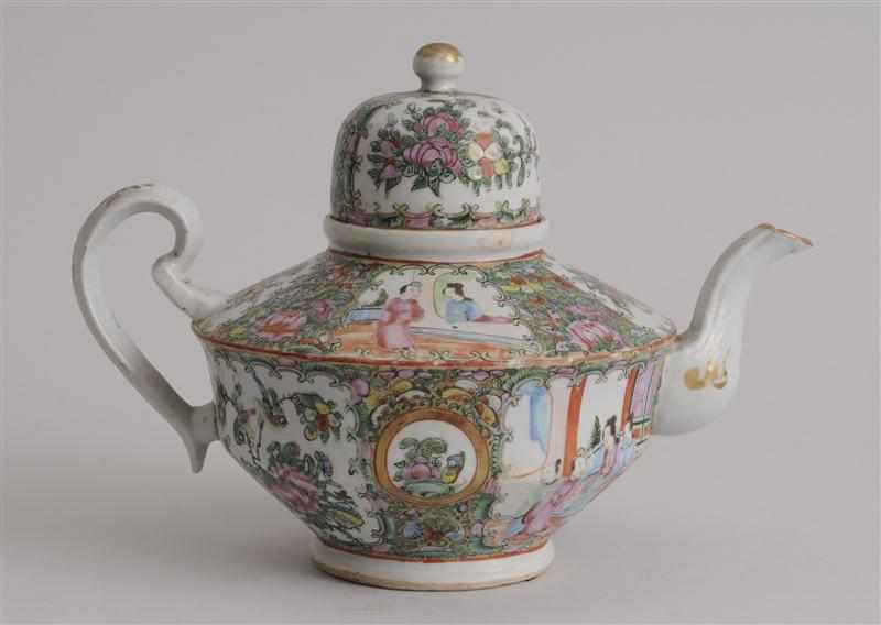 Appraisal: CANTON ROSE MEDALLION PORCELAIN TEAPOT AND COVER Of inverted bell-form