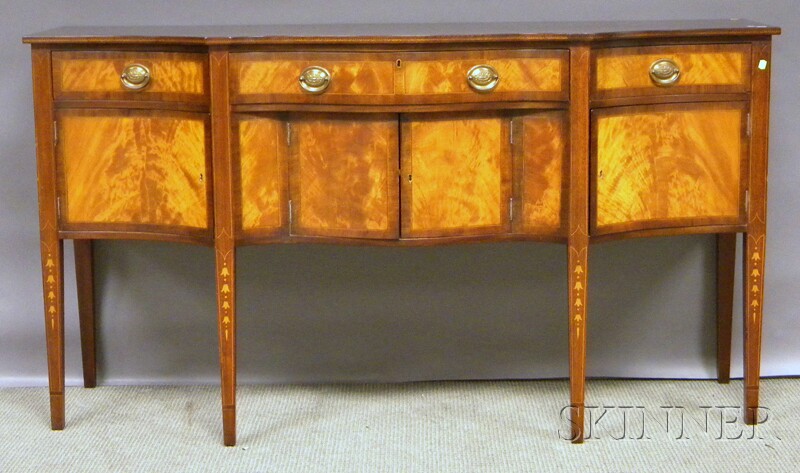 Appraisal: Federal-style Inlaid Mahogany Serpentine Sideboard ht wd dp in