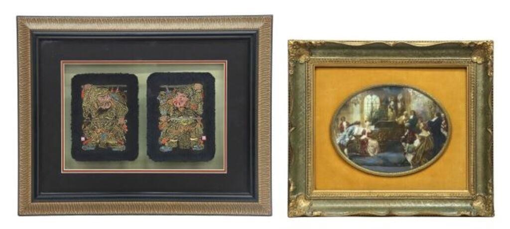 Appraisal: lot of Framed art including diptych prints Warrior Door Gods