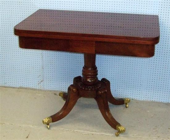 Appraisal: Regency style mahogany folding tea table on column supports with