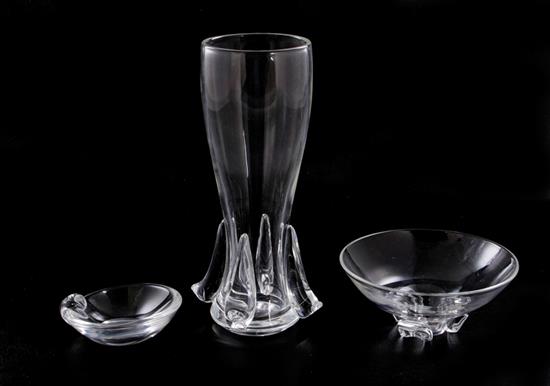 Appraisal: Steuben vases bowl and dish vase H centerbowl H Dia