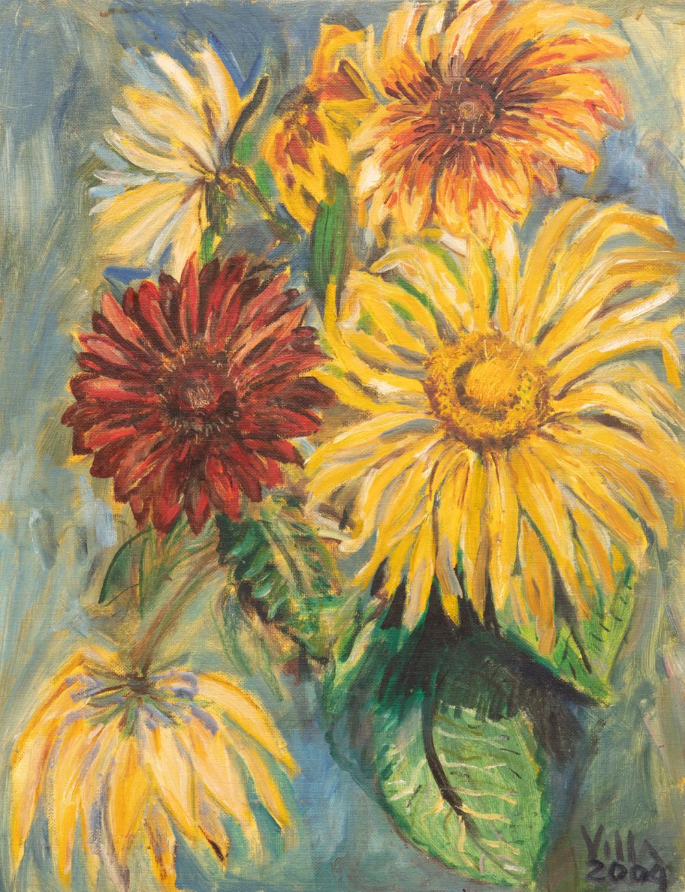 Appraisal: Mario Villa Nicaraguan New Orleans - Flowers oil on canvas