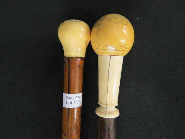 Appraisal: Ivory Handled Walking Sticks long