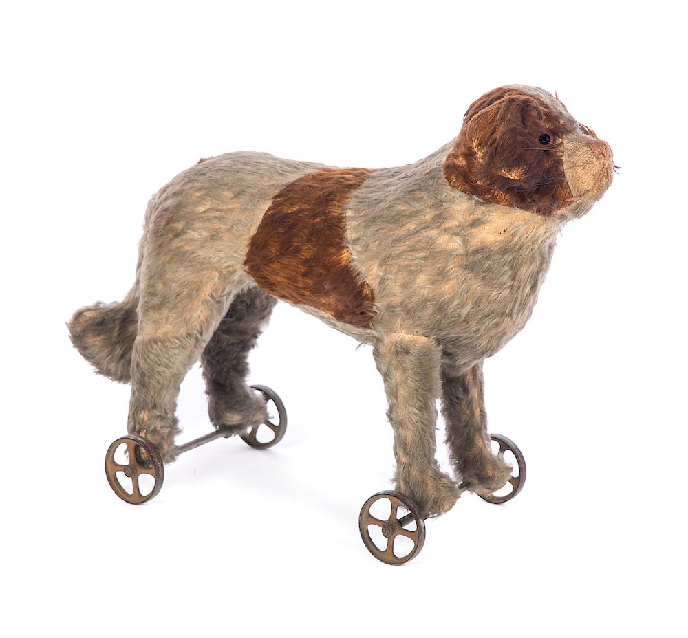 Appraisal: Early Mohair Dog Pull Toy Good condition with normal wear