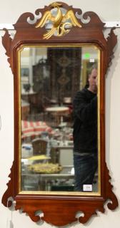 Appraisal: Margolis mahogany Chippendale style mirror with gilt phoenix bird signed