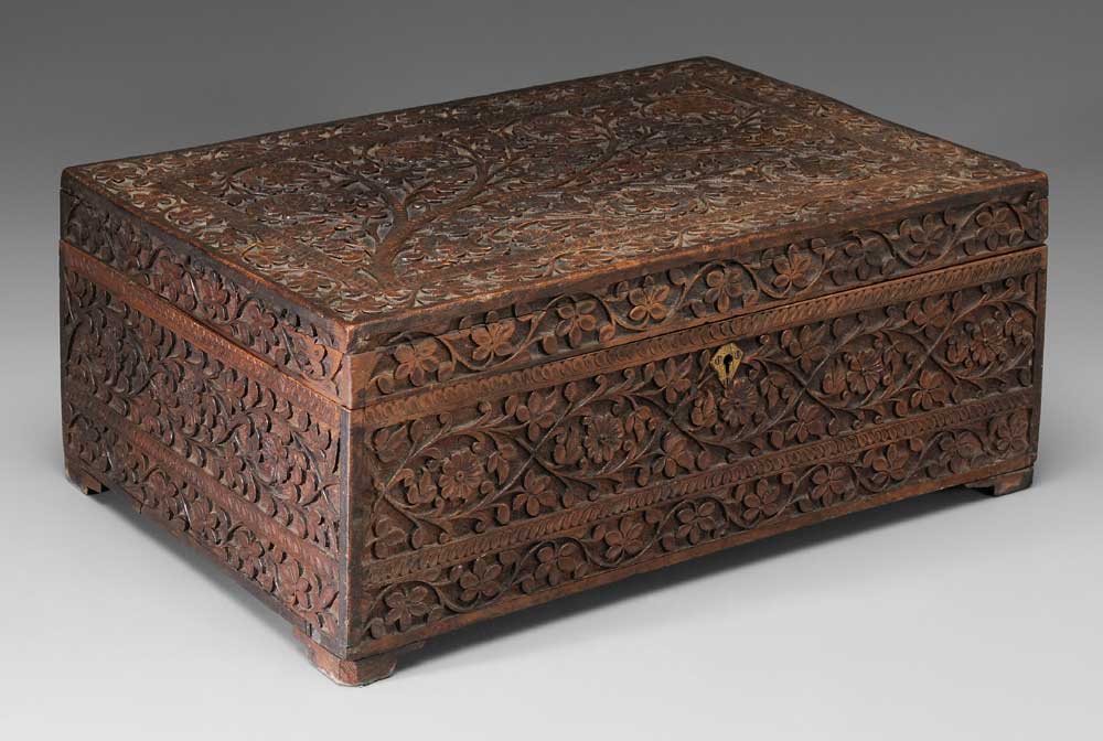 Appraisal: Anglo-Indian Jewelry Cask or Sewing Box India th century highly