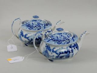 Appraisal: Pair Davenport Staffordshire Teapots Pair of Davenport Staffordshire teapots one