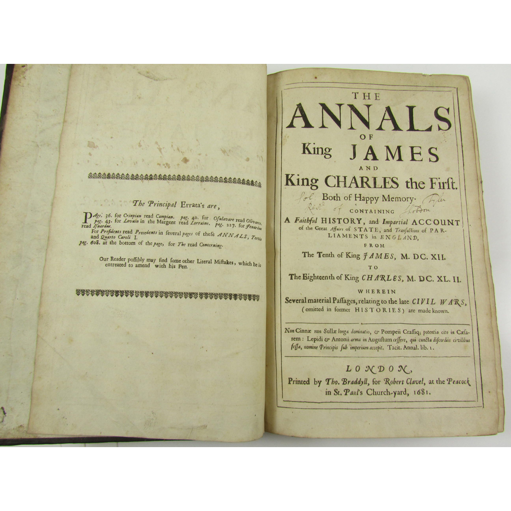 Appraisal: Frankland Thomas The Annals of King James and King Charles