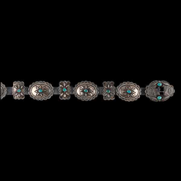 Appraisal: Navajo Belt with Turquoise Collected by Virginia Doneghy - hand-wrought