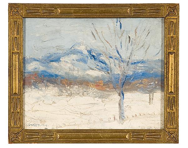 Appraisal: WINTER SCENE BY LUCKEY OIL ON CANVAS Possibly M Francis