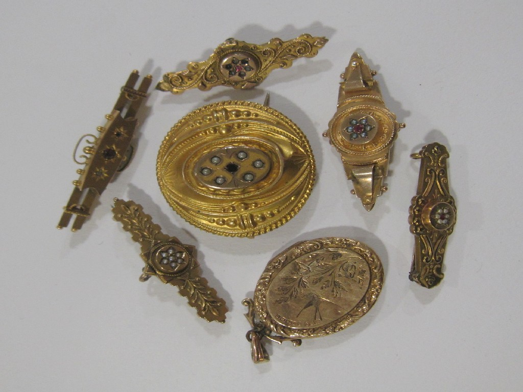 Appraisal: Lot of ct gold to include six Victorian brooches and