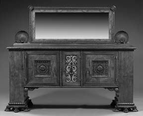 Appraisal: Continental Figured Walnut Double Pedestal Buffet first quarter th century