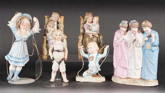 Appraisal: Six assorted Austrian painted bisque figures and figural groups late