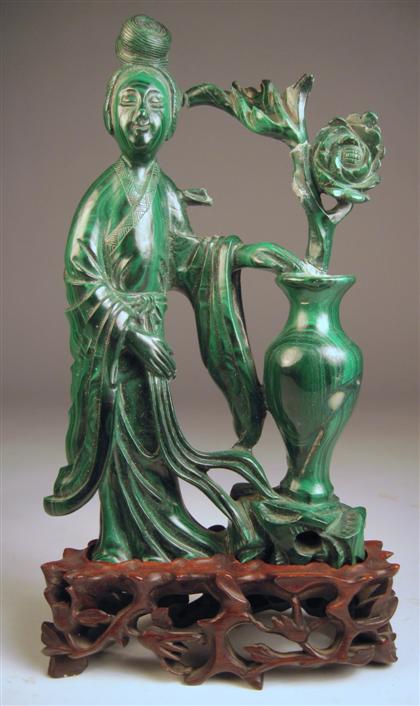 Appraisal: Chinese malachite figural grouping th century