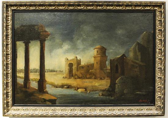 Appraisal: Sale Lot Artist Unknown th century Ruins oil on canvas