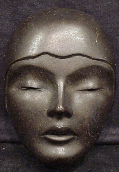 Appraisal: Bronzed cast iron mask th C modeled as a female