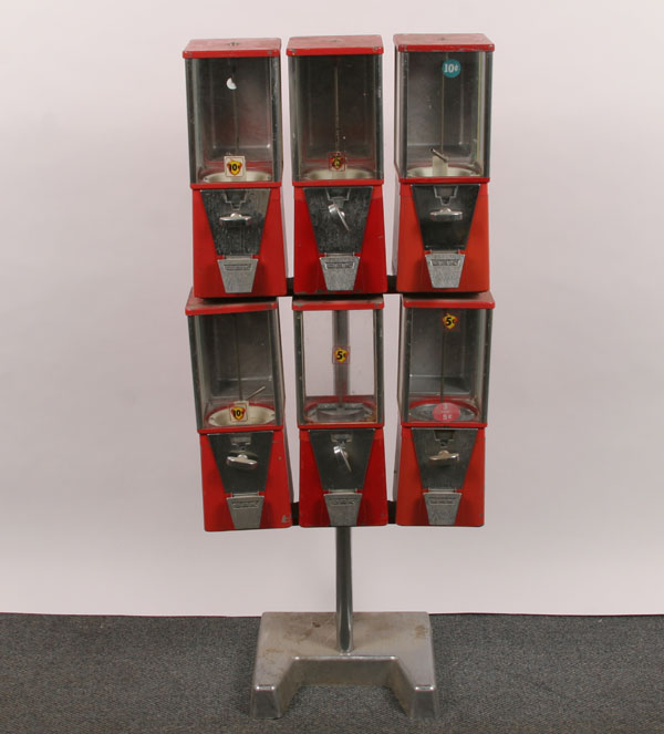 Appraisal: Oak vending machine store display part mount on chrome base