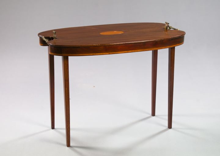 Appraisal: Unusual Edwardian Inlaid Mahogany Folding Side Table ca the shaped